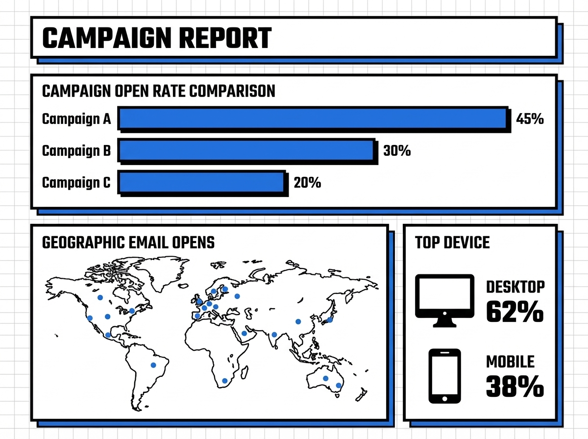 Email heatmap click analytics with top links