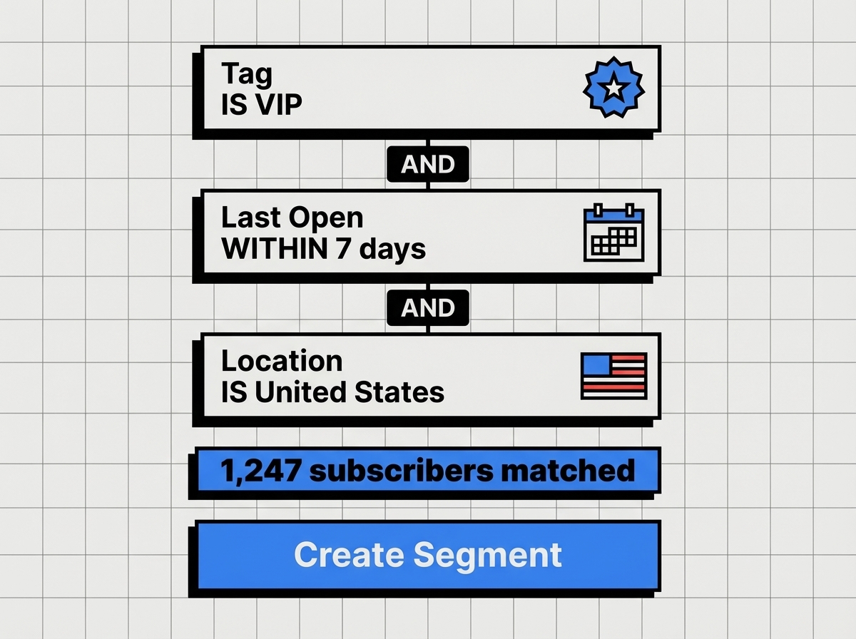 Segment filter builder with AND/OR logic